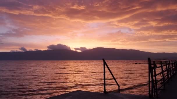 Lago Ohrid Amanecer Albania — Vídeos de Stock