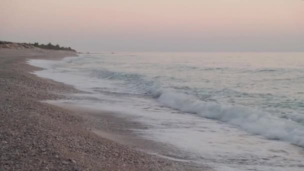 Palase Beach Albánské Riviéře Nebo Albánském Pobřeží Západ Slunce Pobřeží — Stock video