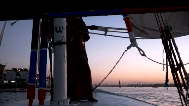 Croisière Sur Nil Egypte Voile Nil Coucher Soleil Assouan — Video