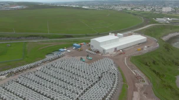 Aerial View Exterior Concrete Plant Nigg Bay Aberdeenshire Showing Concrete — Stock Video