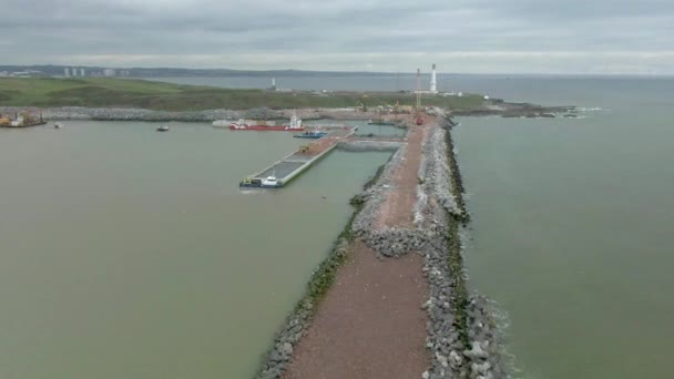 Vue Aérienne Avancement Des Travaux Construction Nouveau Port Aberdeen South — Video