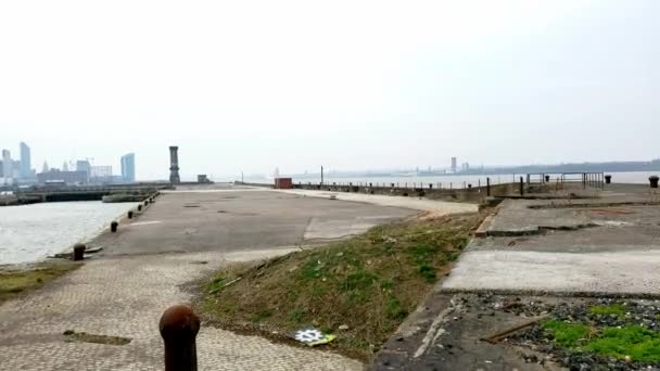 Rundown Dockland Abandonado Beira Mar Abandonado Com Recessão Comércio — Vídeo de Stock