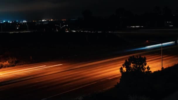 Zeitraffer Des Autobahnverkehrs Südkalifornien Der Nacht — Stockvideo