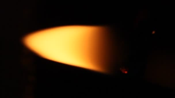 Lit Candle Flame Black Background — Stock Video