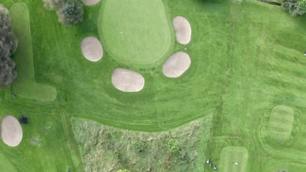 Egy Légi Felvétel Egyik Zöldek Néhány Bunkerek Turriff Golf Club — Stock videók