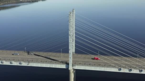 Eine Luftaufnahme Der Kessock Bridge Inverness Einem Sonnigen Sommermorgen Gegen — Stockvideo