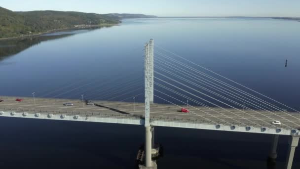 Авіаційний Вид Міст Кесок Інвернессі Сонячний Літній Ранок Літаючи Напрямку — стокове відео
