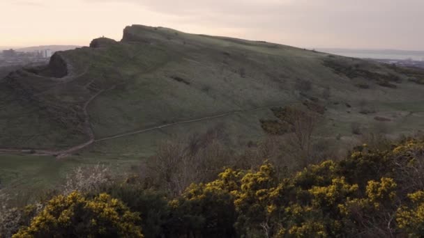 Panorama Paysage Urbain Édimbourg Depuis Montagne Des Sièges Arturs Coucher — Video