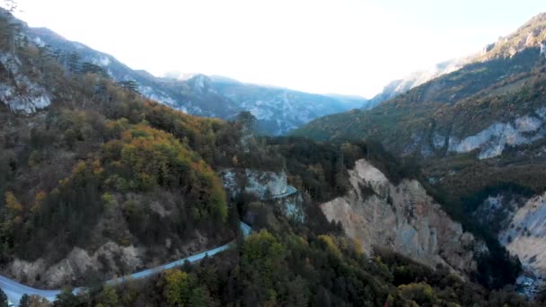 Flygfoto Över Tara Canyon Höstsäsongen Som Solnedgången Inträffar Dalen Pan — Stockvideo