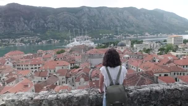 Krásný Kotor Bay Černé Hoře Při Západu Slunce Balkáně Dáma — Stock video