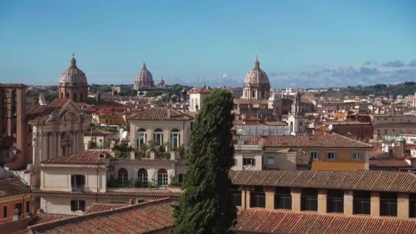 Schöne Panoramaaufnahme Mit Blick Auf Rom Mit Drei Kuppeln Von — Stockvideo