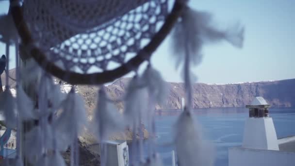 Підсумок Мрійника Широку Світлину Прекрасного Узбережжя Санторіні — стокове відео