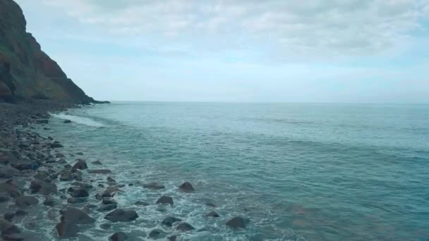 Nikt Wulkaniczne Scena Krajobraz Morski Prawo Lewego Ruchu Patelni Ujawniając — Wideo stockowe
