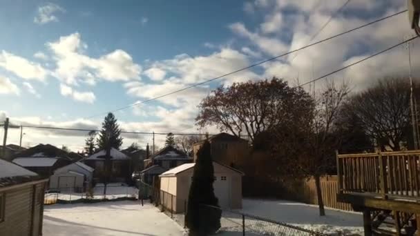 Overdag Winter Time Lapse Kijken Door Een Raam Naar Een — Stockvideo