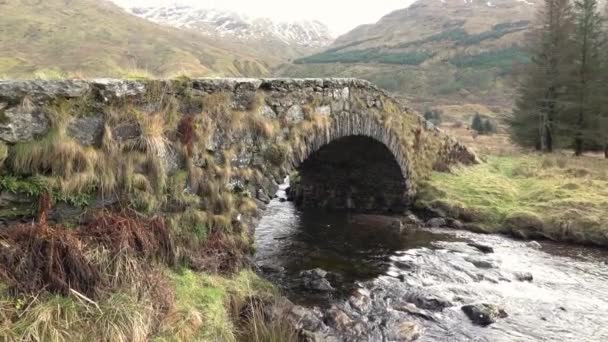 Mały Strumień Płynący Pod Mostem Highlands Scotland — Wideo stockowe