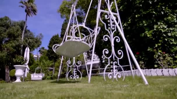 Balancing White Swing Park Slow Motion — Stock Video