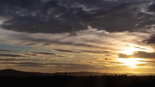 Day Night Time Lapse Stratocumulus Clouds Rolling Sky While Sun — Stock Video