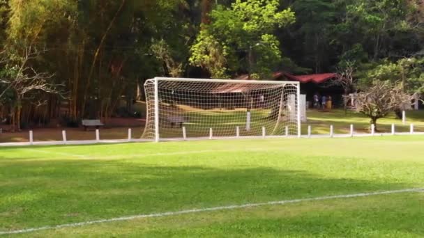 Drone Viajando Nivel Campo Amateur Fútbol Brasil — Vídeos de Stock