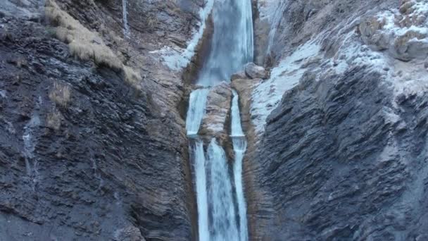 Drone Vloog Waterval Grootte Van Beide Watervallen Laten Zien Luchtfoto — Stockvideo