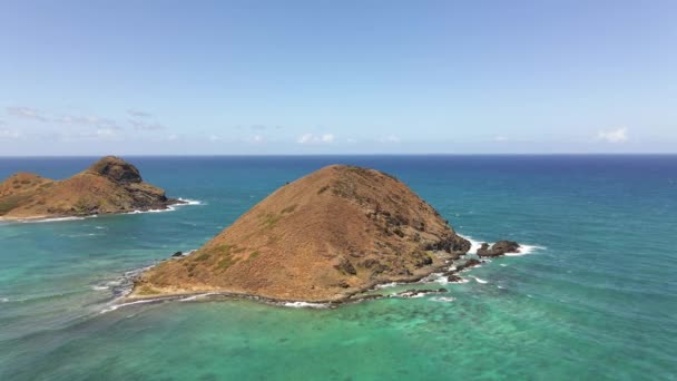 Szeroki Kąt Widok Lotu Ptaka Przodu Wyspy Mokulua Hawajach Lanikai — Wideo stockowe