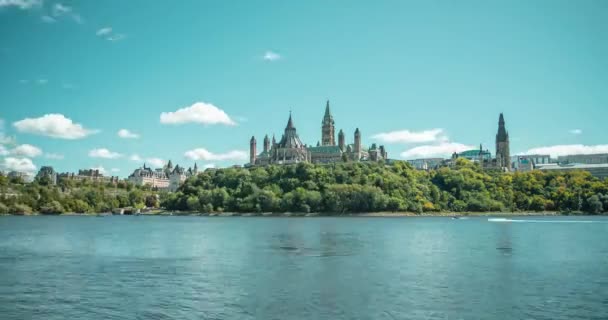 Parlament Kopec Quebec Straně Řeky Ottawa Časový Skluz — Stock video