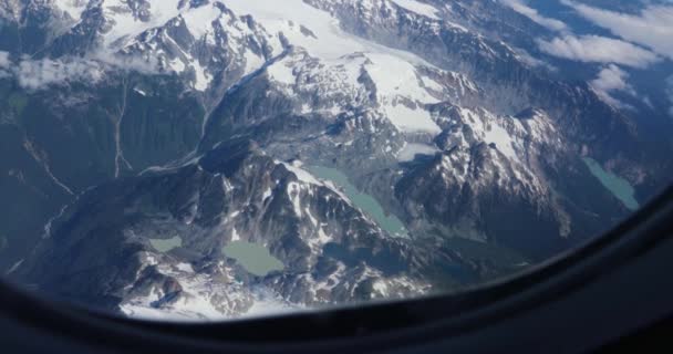 Krásný Letecký Pohled Okna Sedadla Letadla Nad Skalnatými Horami Britské — Stock video