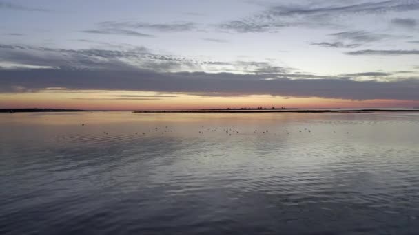 Krásný Západ Slunce Nad Oceánem Výhledem Olhao Portugalci Nebe Hoří — Stock video
