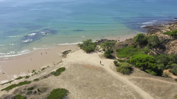 Samotna Osoba Wychodzi Zwis Patrząc Ocean Brzdęk Plaży Ciepłe Lato — Wideo stockowe