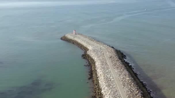 1851 Leuchtturm Cabo Santa Maria Ende Einer Felsspitze Portugiesischen Ozean — Stockvideo