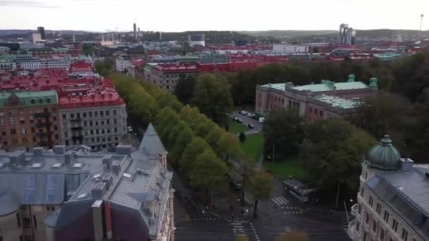 Vasagatan Gotemburgo Suécia Cima Com Drone Voando Por — Vídeo de Stock