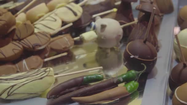 Doces Chocolate Exposição Mercado Natal Hamburgo Alemanha 2019 — Vídeo de Stock