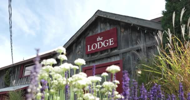 Panning Shot Old Lodge Building Background Strathmere Resort — Stock Video