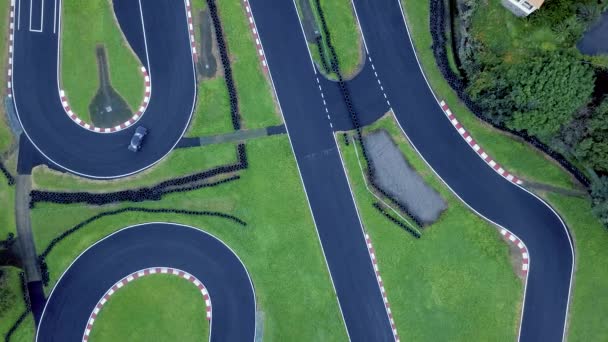 Повітряний Статичний Постріл Гоночного Автомобіля Кермом Faial Race Circuit Португалія — стокове відео