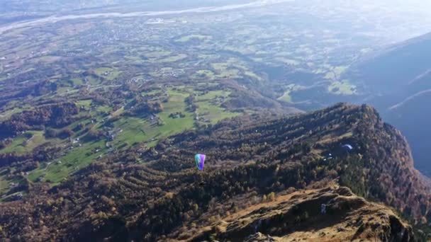 Klimmen Paragliding Berg Pizzocco Avontuurlijke Sport Noord Italië Antenne — Stockvideo