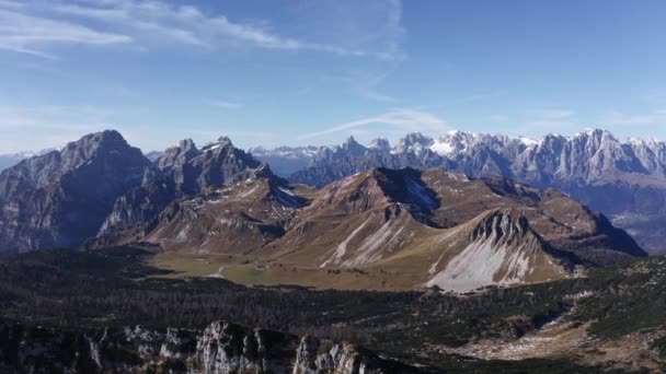 Snow Melting Vette Feltrine Dolomite Alps Italy Global Warming Aerial — Stock Video