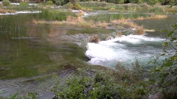 Grandes Volumes Água Que Fluem Uma Lagoa Para Outra Parque — Vídeo de Stock