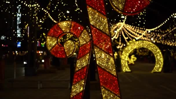 Giant Ornamental Led Christmas Candy Cane Landsdowne Park Ottawa Canadá — Vídeo de Stock