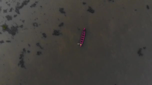 Top Drone Shot Boat Beautiful Lake Ranní Pohled Chandubi Lake — Stock video