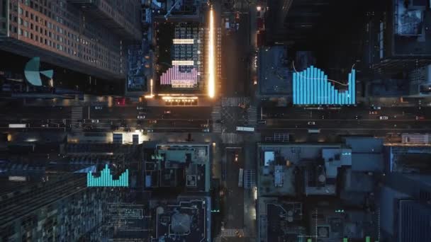 Grafiek Gegevens Top Stad Straat Achtergrond Motion Graphics Animatie — Stockvideo