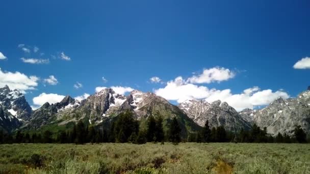 Zeitraffer Der Wolken Die Einem Sommertag Über Das Grand Teton — Stockvideo