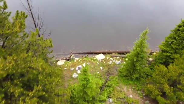 Dolly Inclinar Vista Aérea Pequeno Lago Floresta Nacional Bighorn Wyoming — Vídeo de Stock