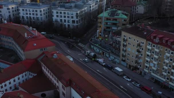 Letecké Záběry Gothenburgu Dron Projíždí Autem Dopravou Dron — Stock video