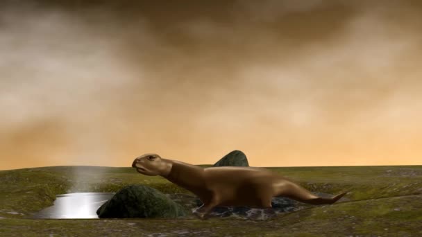 Animation Einer Digitalen Skulptur Eines Sauropoden See Konzeptionelle Arbeit — Stockvideo