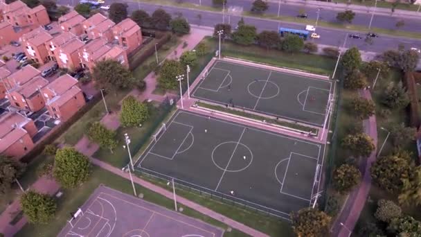 Bogota Kolombiya Havadan Izlenen Futbol Sahaları Park — Stok video