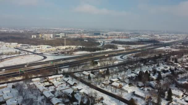 Langzame Onthulling Van Een Snelweg Winter — Stockvideo