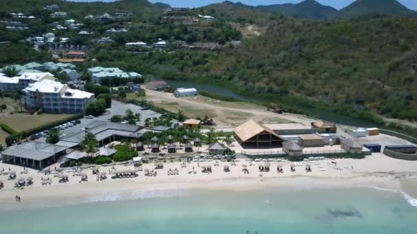 Flygdrönare Utsikt Över Vackra Bach Maarten Anse Marcel Beach Vit — Stockvideo