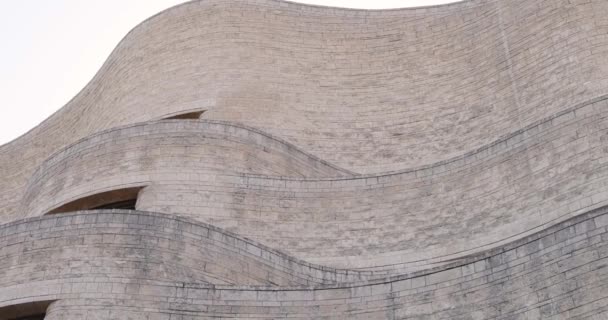 Prachtige Gebogen Gelaagde Stenen Buitenkant Van Het Museum History Gatineau — Stockvideo