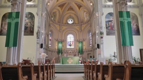 Lindo Santuário Igreja Columban Cornualha Ontário Canadá — Vídeo de Stock