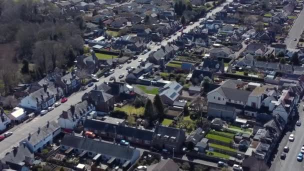 Veduta Aerea Della Città Scozzese Edzell Una Soleggiata Giornata Primaverile — Video Stock