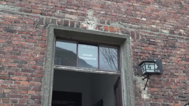 Block Nummer Utrotningsutställning Koncentrationslägret Auschwitz — Stockvideo